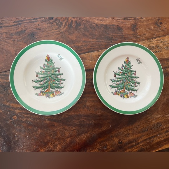 2- Spode Christmas Tree Bread and Butter Plates - Picture 1 of 5